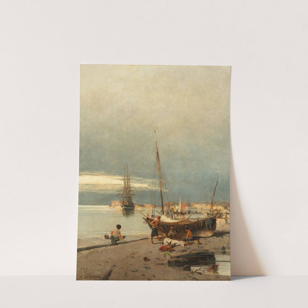 A Greek harbor by Konstantinos Volanakis