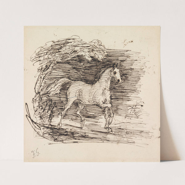 A Grey Horse Trotting Out of a Wood by Sir Francis Grant