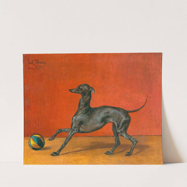 A Greyhound or Italian Sighthound with Ball (1876) by Julius von Blaas