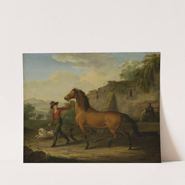 A Groom Leading a Stallion from the Drinking Trough by Johann Georg Pforr