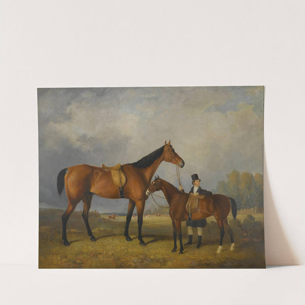 A Groom With His Hack Holding His Master's Horse by Follower Of William Barraud