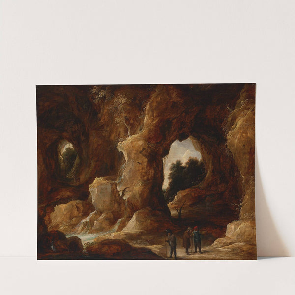 A grotto with figures, a stag and stork by David Teniers The Younger