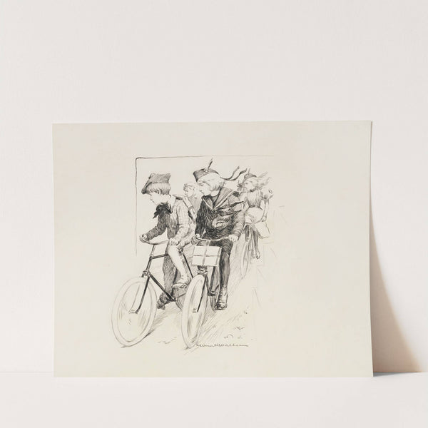 A group of children riding their bikes. (1897) by William Henry Walker
