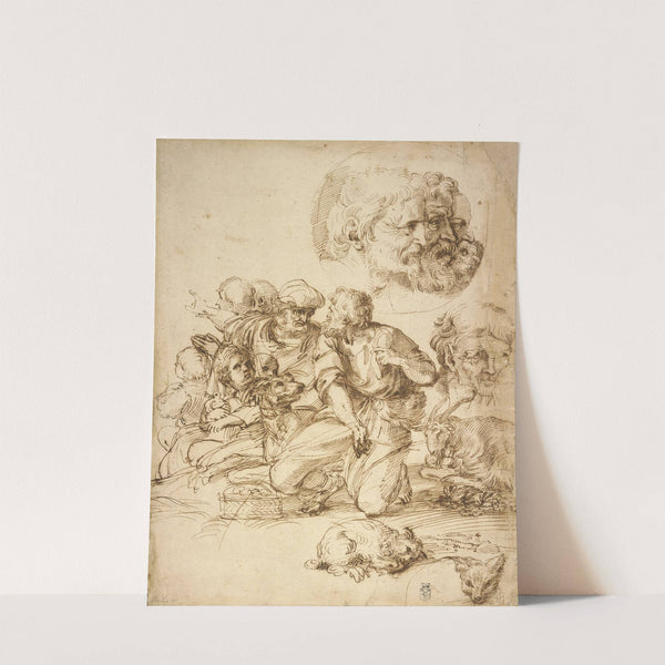 A Group of Shepherds, and Other Studies (1598–1600) by Agostino Carracci