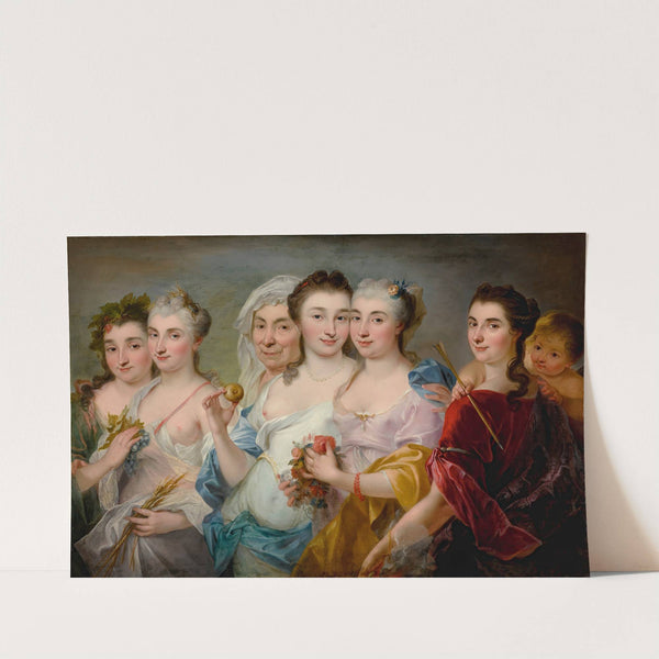 A Group Of Women As Allegories Of The Four Seasons, With Venus And Cupid And An Older Woman Beyond (18th Century) by European School