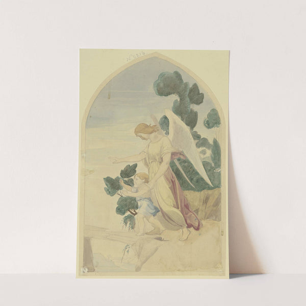 A guardian angel guides a child over a precipice by Johann Jakob Jung