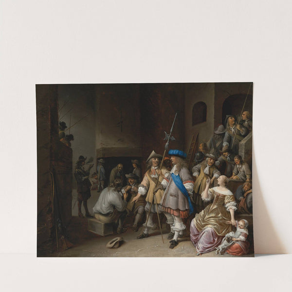 A Guardroom Interior With A Company Of Pikemen, Card Players, And A Woman With A Child by Anthonie Palamedesz.