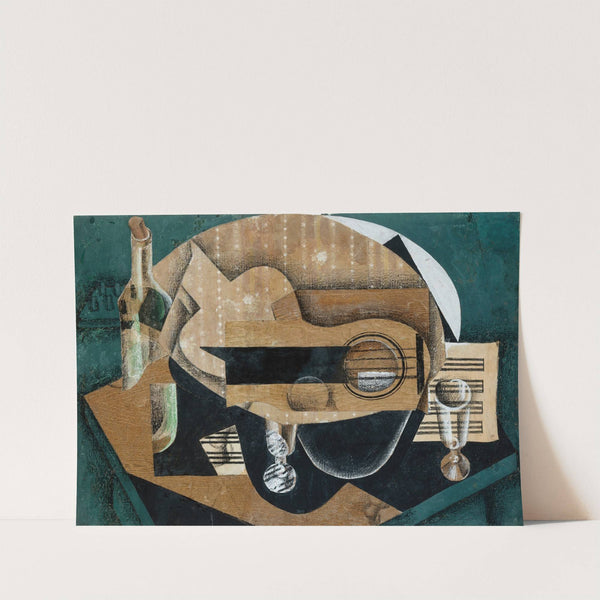 A Guitar, Glasses and a Bottle by Juan Gris