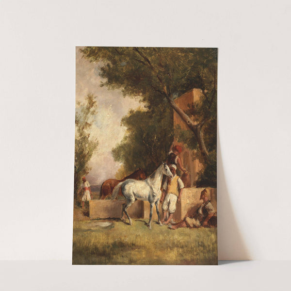 A halt at the fountain by Eugène Fromentin