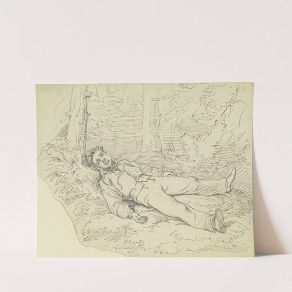 A hanged man lying in the forest by Ferdinand Fellner