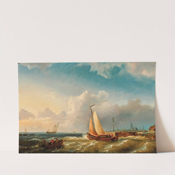 A Harbour View by Pieter Cornelis Dommersen