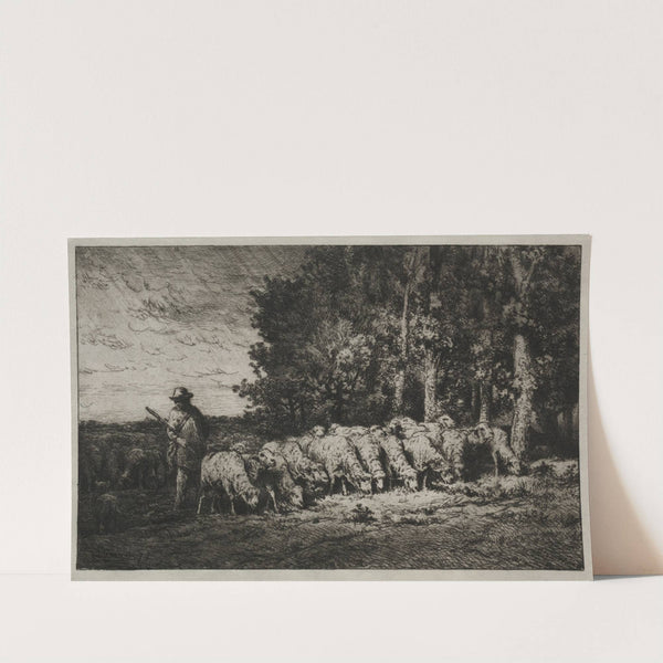 A Herd at the Edge of a Forest (1880) by Charles Emile Jacque