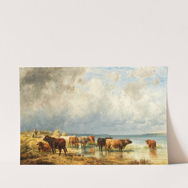 A herd of cattle near a Lake by Friedrich Voltz