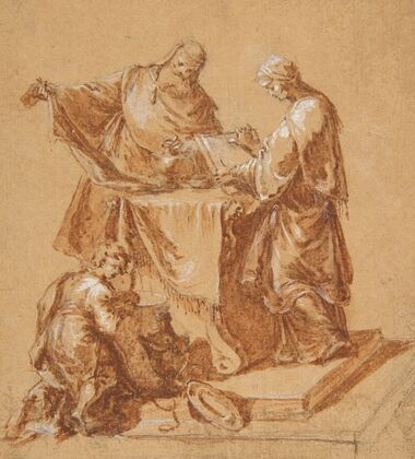 A High-Priest, the Prophetess Anna and a Kneeling Boy around a Table (1745)