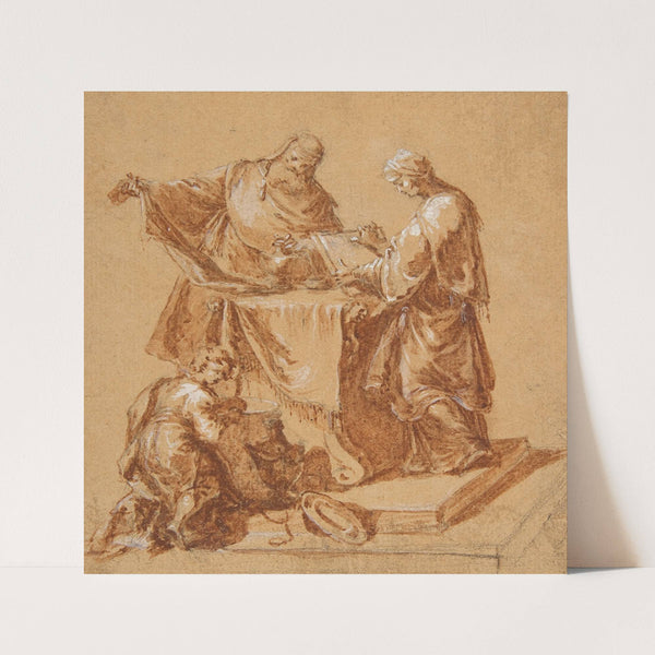 A High-Priest, the Prophetess Anna and a Kneeling Boy around a Table (1745) by Anton Kern