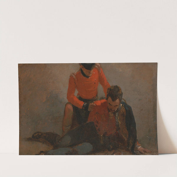 A Highlander, Black Watch attending a General of Hussars, possibly Lord Uxbridge- a study for 'The B... by George Jones