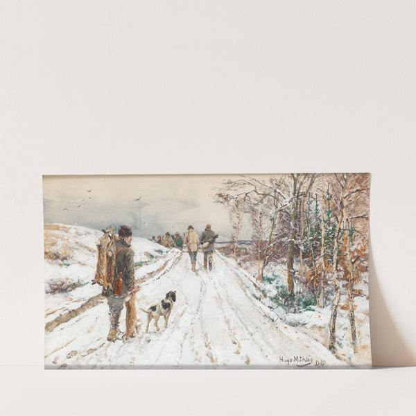 A hinting party in winter by Hugo Mühlig