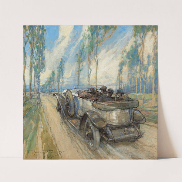 A Hispano-Suiza in a cypress avenue (1923) by Frederick Gordon Crosby