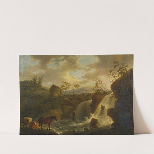 A Horse and Cows by a Rushing River by Jean Baptiste De Roy