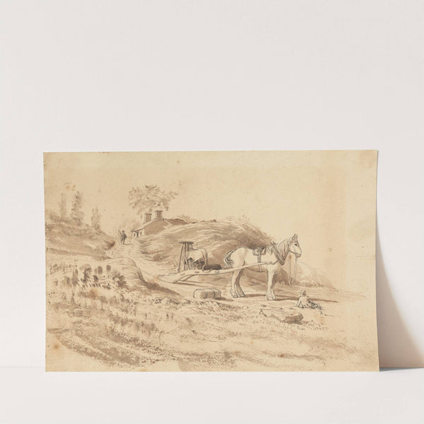 A Horse pulling a Drag by Cornelius Varley