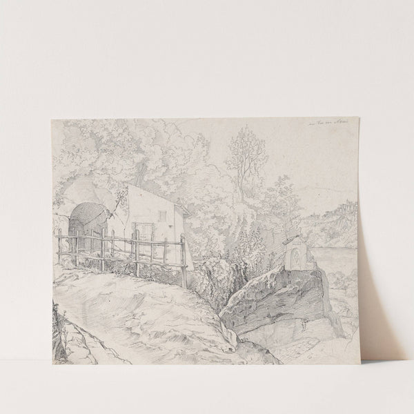 A House near a Grotto and a Roadside Chapel at Lake Nemi, with a View of Genzano from the North (early–mid 19th century) by Johann Martin von Rohden