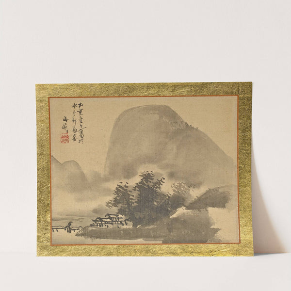 A House next to a Small Grove at the Shore in the Mist by Tani Bunchō