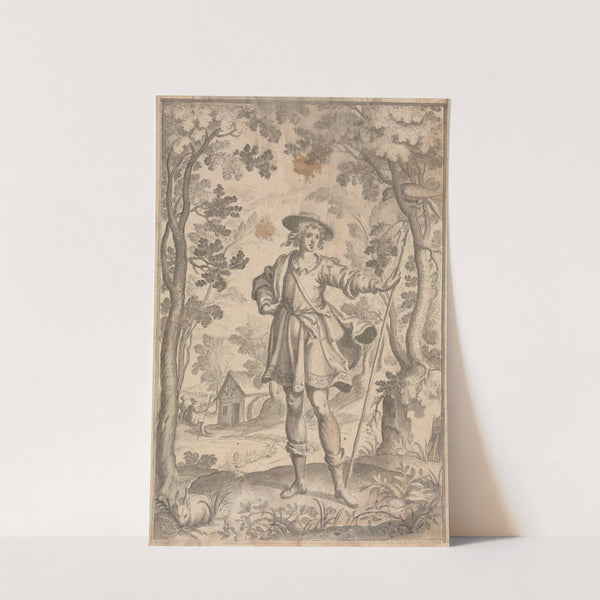 A Hunter Holding a Spear in a Woodland Setting by Francis Cleyn