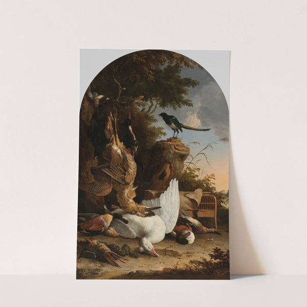 A Hunter’s Bag near a Tree Stump with a Magpie, Known as ‘The Contemplative Magpie’ (c. 1678) by Melchior d'''Hondecoeter