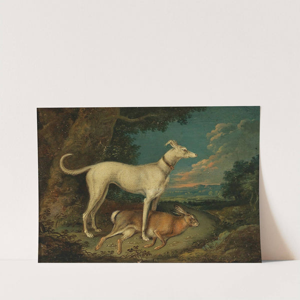 A hunting dog with a rabbit by Anton Enzinger