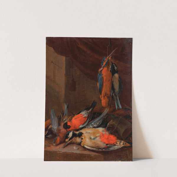 A hunting still life with various songbirds by Adriaen De Grijef
