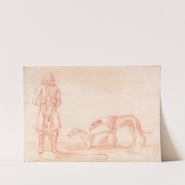 A Huntsman Holding a Dead Hare, with Two Greyhounds Looking On by James Seymour
