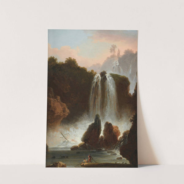 A Italian landscape with a cascade by Francesco Fidanza