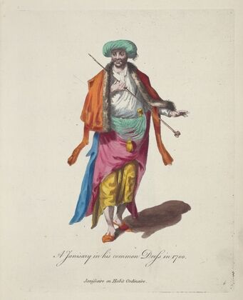 A Janisary in his common dress in 1700. Janissaire en habit ordinaire. (1757-1772)