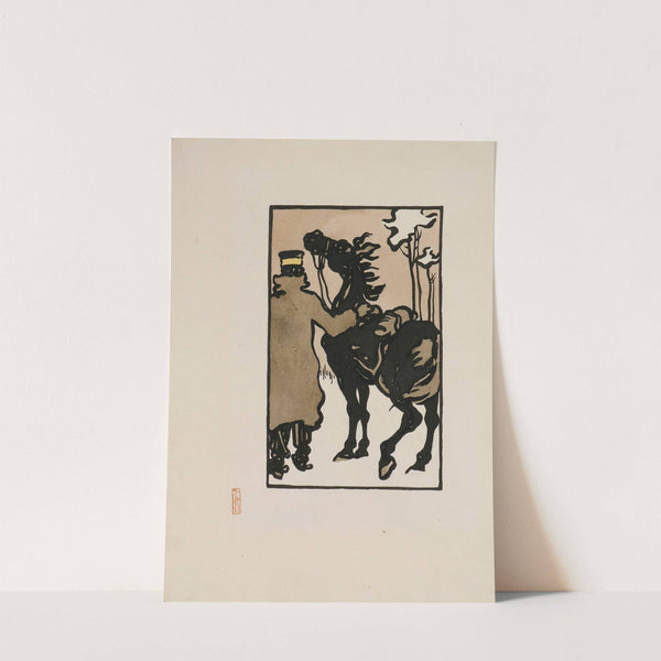 A Japanese Soldier with a Horse in Snow (c.1904) by Goyō Hashiguchi