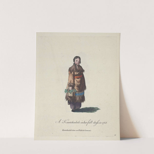 A Kamtchadal in her full dress in 1768. Kamtchadal dans son habit de cêremonie. (1757-1772) by Charles Grignion