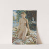 A kneeling female nude in a landscape by Wilfrid Gabriel de Glehn