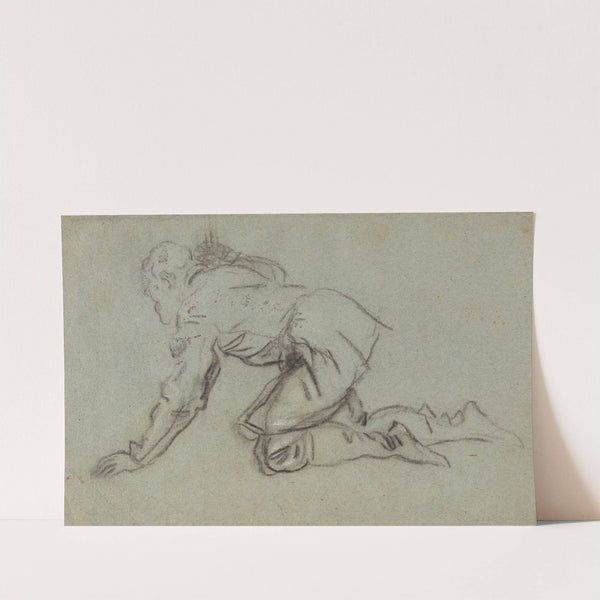A Kneeling Man Holding a Staff (recto) (mid 1550s) by Jacopo Tintoretto