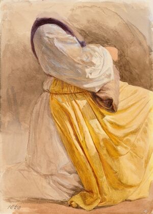 A Kneeling Woman with a Yellow Dress — size preview