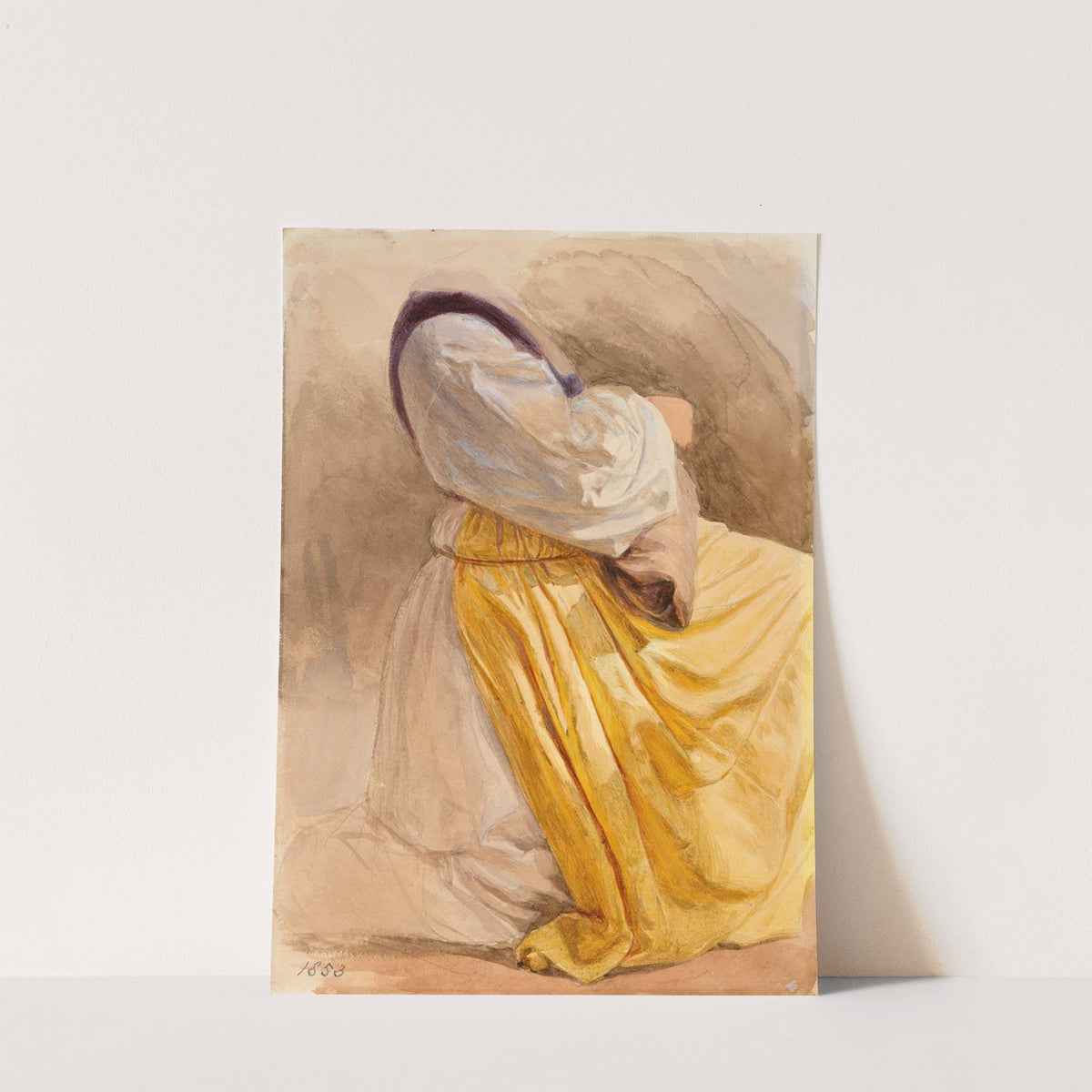 A Kneeling Woman with a Yellow Dress by Frederic William Burton