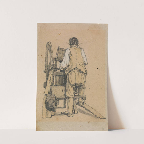 A Laborer Seen From Behind Operating a Machine by Samuel Prout