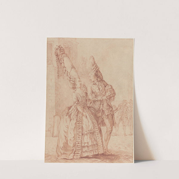 A Lady and Gentleman with Exaggerated Headdresses by Pierre Thomas Le Clerc