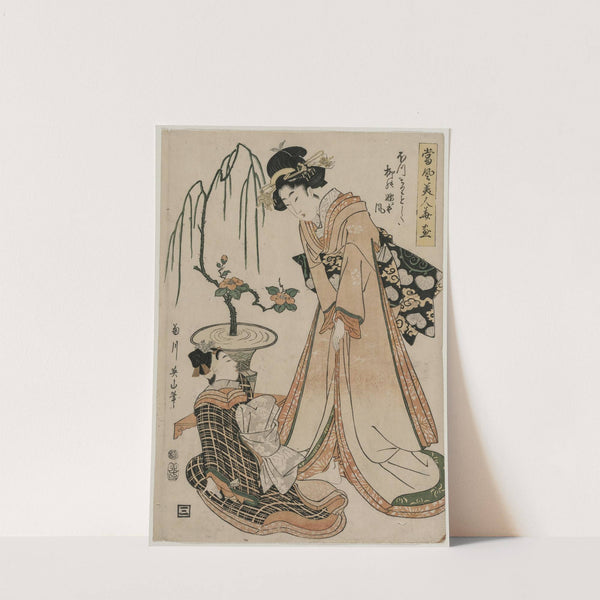A Lady-in-Waiting with Waist as Slender as a Willow from the series Flowers and Modern Beauties (1807) by Kikukawa Eizan