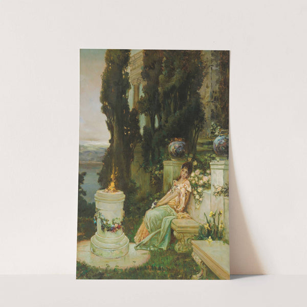 A lady on a marble bench in Ancient Rome by Vasilii Kotarbinsky