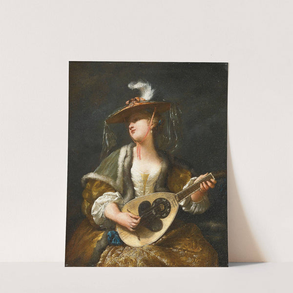 A Lady Playing A Mandolin by Jean Barbault