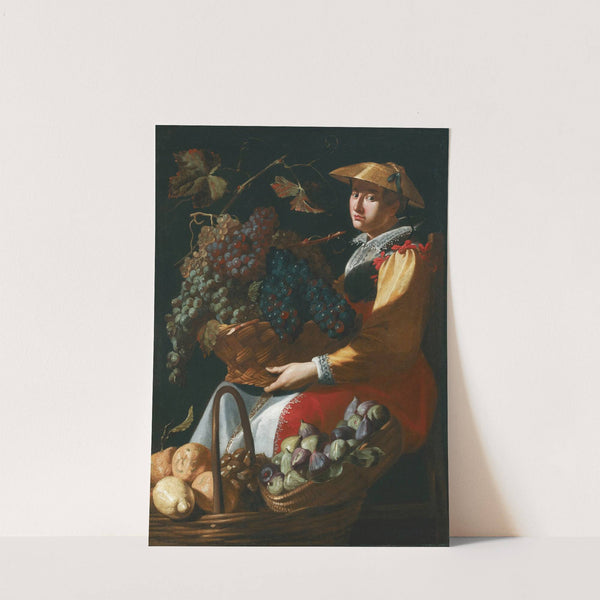 A Lady Selling Fruit, Including Figs, Lemons And Grapes by Giacomo Legi