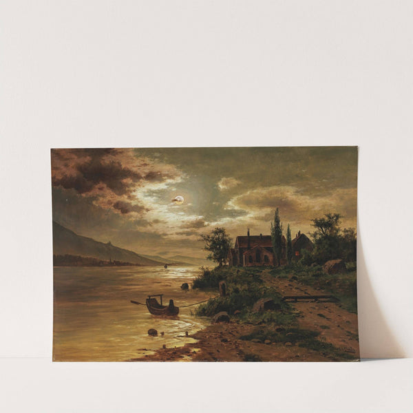 A Lake Landscape in the Moonlight by Fritz Chwala
