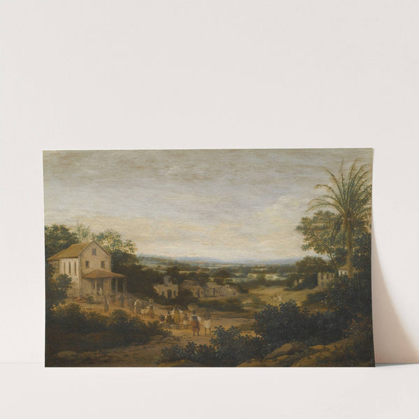 A Landscape In Brazil Looking Down On The Varzea, Europeans And Natives Approaching A Church In The Foreground by Frans Post