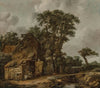 A landscape with a farmhouse by a stream