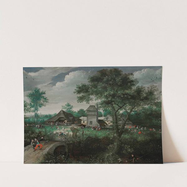 A landscape with a peasant wedding and a village festival, Antwerp beyond (1574) by Lucas van Valckenborch