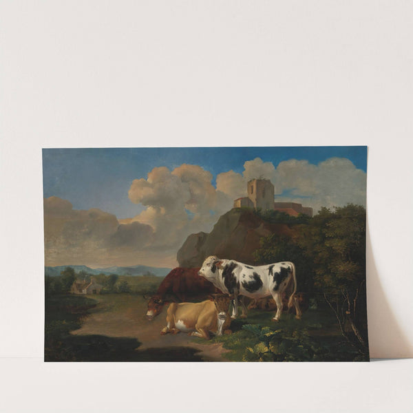 A Landscape With Cattle And Ruins Beyond by Dutch School